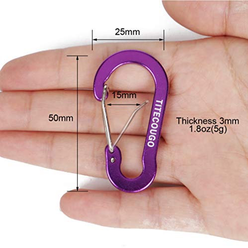 Carabiner Clip,Aluminum D-ring Locking Carabine Flat D-Shape Lock Snap Backpack Water Bottle Keychain Climbing Gear Accessories EDC Camping Tent Multi Function Tool Multiple Colors Purple 10Q QQ7