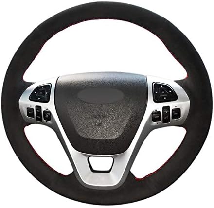 EKJGBAEHI Hand stitched black suede steering wheel cover for for Ford Explorer 2011-2019 Taurus 2013-2019 edge 2011-2014 Flex 2013