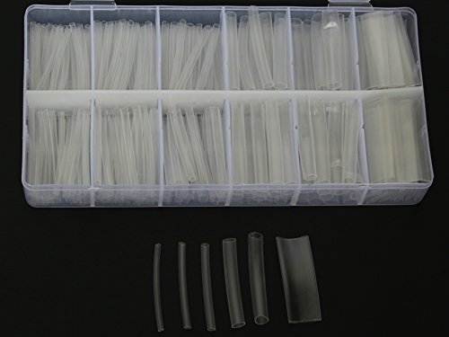 UPC 610731355562, Ginsco 324 Pcs 6 Size φ1.5/2.5/3/5/6/10mm Clear Heat Shrink Tubing Cable Wrap Kit White