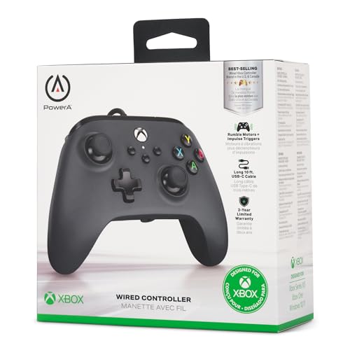 POWERA WIRED CONTROLLER FOR XBOX SERIES X|S – BLACK, GAMEPAD, WIRED VIDEO GAME CONTROLLER, GAMING CONTROLLER, WORKS WITH XBOX ONE AND WINDOWS 10/11