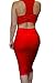 Womens Crop Top Midi Skirt Outfit Two Piece Bodycon Bandage Dress Medium Red