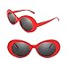 SOXICK Clout Goggles Set with Soft Cases- Kurt Cobain Oval Sunglasses White, Black, Red