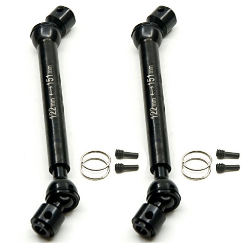 Que-T 2 Pcs Steel 122-151mm Drive Shafts for 1/10 Axial Wraith/SCX10/Dingo/D90 RC Crawler Car (122MM-151MM)