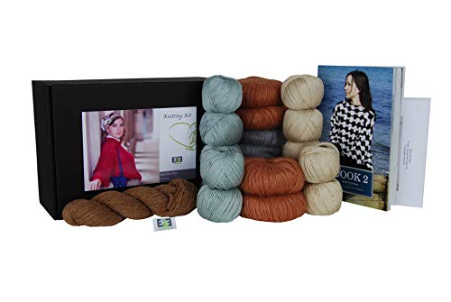 DesignEtte No-s-2719 2XL/3XL G/C Strickset Girl on Fire 100% merzerisierte ägyptische Baumwolle, Superkid-Mohair-Seide und Shetland-Woll-Mischung, Größe XXL, XXXL, Gelb/Beige Nr. S-2719