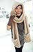TONWHAR Womens Cute Winter Thick Warm Long Hooded Scarf with Mittens (Beige)