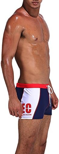 Men's Low Waist Splicing Square Leg Swimsuit S, Red Navy