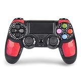 Game Controller for PS4 - Dual Vibration 4 Wireless Controller for Playstation 4 - Joystick with Sixaxis, Bluetooth, Super Power, Micro USB, Multi-Touch Clickable Touch Pad (Red)