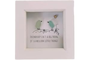 FCVJHU Dotmalls Coastal Love Notes,Friend Gift,Sea Glass Art,Best Friend Gift,Sea Glass Birds,Sea Glass Rainbow Birds,Sea Glass Art Framed,Handmade Sea Glass Artwork,Mini Sea Glass Frame Decor Gift (Color :