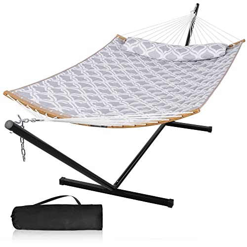 Mansion Home Free Standing Hammocks,12 Ft, Heavy Duty 450 lbs, Hammock Double Person with Curved