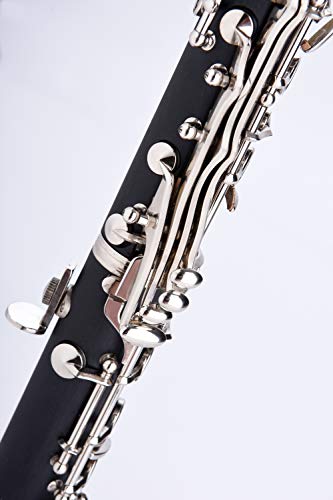 Herche Superior Bb Clarinet M2 - Best for Students - Durable Nickel-Plated Keys - All Clarinet Accessories Included: Plush Lined Case, Treated Pads, Cork Grease, Clarinet Swabs and #2 Rico Reeds