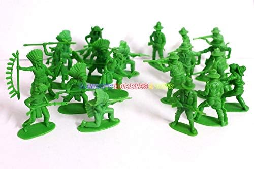 Pasuk2788 New Indians & Cowboy 4.5cm Figures (30pcs) Plastic Soldiers Green