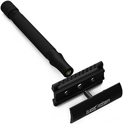 Safety Razor with 40 Double Edge Razor Blades and Travel Case Leather Sleeve - the official gifts for men - Beginners Guide Included - Thumbnail 5