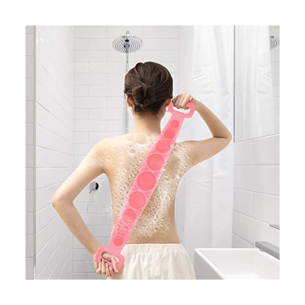 DEHUA 80CM Shower Brush Body Brush Exfoliating Silicone Body Scrubber Belt for Men and Women Body Cleaning,Spa Massage…