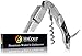 Hicoup Wine Opener - Professional Corkscrews for Wine Bottles w/Foil Cutter and Cap Remover - Manual Wine Key for Servers, Waiters, Bartenders and Home Use - Stainless Steel w/Ying Yang Resin Inlay