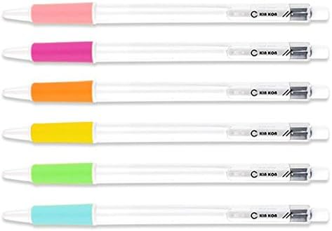 6 Black Pens Pastel grips _ No Ink residue 4.64 Inches Mini size
