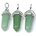 Top Plaza 5pcs Natural Amethyst+ Rose Quartz+Tiger Eye+ Green Aventurine + Rock Crystal Healing Pendants for Jewelry Making