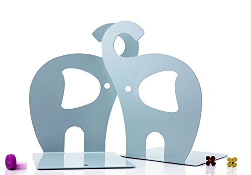Blue Metal Elephant Bookends