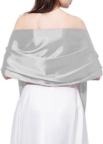 Baiweite Satin Shawl Wrap Wrap For Evening/Wedding Party (Silver)