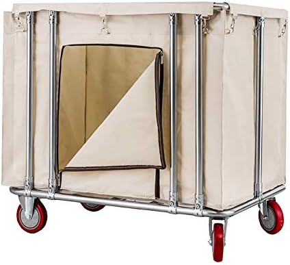 Laundry Sorter Cart Housekeeping With Mute Rolling Wheels, Commercial Room Service Storage Cart, Removable Bag With Zipper, 400L Large Capacity (Color : Beige)