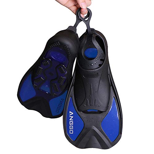 ANGGO Short Dive Fins for Swimming Snorkeling and Diving (Blue, X-Large)