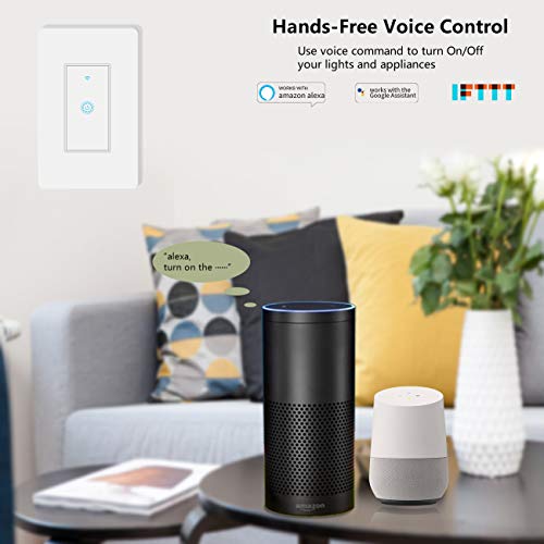 Smart Light Switch&Alexa Smart Switch&2.4Ghz WiFi Light Switch with Timer and Remote Control
