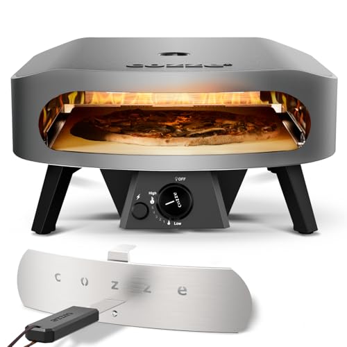 cozze 17" Großer Pizzaofen Gas Outdoor (50mbar) - Pizza Backofen mit Regulator für Familienpizzen – Inkl. Gasschlauch & Regler – 8,0 kW U-Brenner – für Garten &