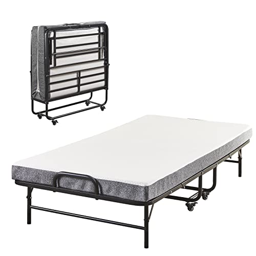 Folding Bed with Mattress Twin Size, Portable