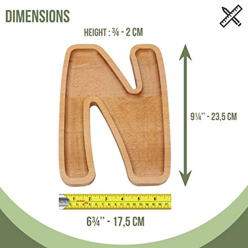 Wooden Letter N Candy Dish, Monogram Nut Bowl, Snack, Cookie, Cracker Serving Plate, Decorative Display, Home Accessory, Unique Gift Idea, for Date, Baby Shower, Birthday Party, Large Size
