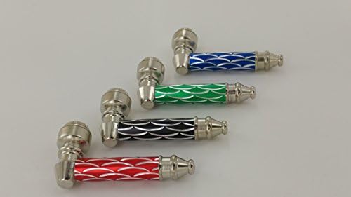 Metal Tobacco Accessory - Scales Design - (2.75") with Built-in Screen and Screw On Cap - 4 Color Multipack (Black, Blue, Green, Red)