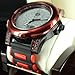 Techno Pave Silicon Band Icy Black Gold Finish Red Dial Lab Diamond Mens Watch