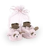 Bearington Baby Wiggles Plush Stuffed Animal Pink Puppy Dog Sock Top Slipper Booties