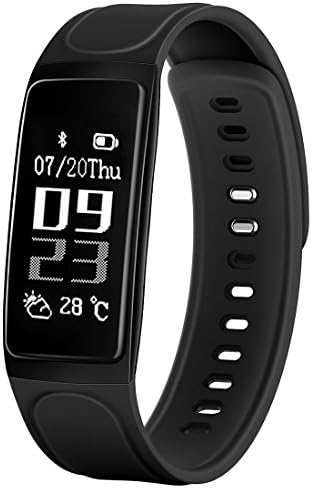 MBHB Fitness Tracker, Ultra Thin 0.96 OLED Full Screen Touch Smart Watch with Blood Pressure Dynamic Heart Rate Automatic Sleep Monitor for iOS and Android Devices, Black