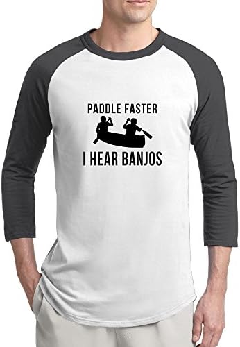 Pingquchan Paddle Faster I Hear Banjos Mens 3/4 Raglan Sleeve Athletic Shirts Casual Tees For Men Baseball T-Shirt XL Black