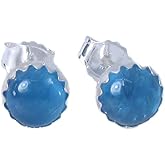 Blue Apatite Studs in Sterling Silver 6mm