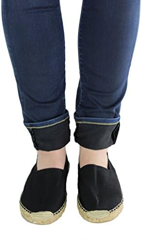 Cotheeka Natural Fiber Jute and Canvas Womens Espadrilles Flats (6 US Womens /EU 37, Black)