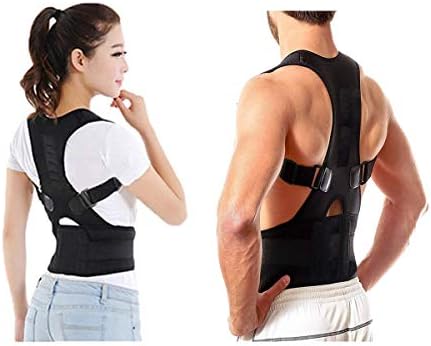 Gassa Posture Support Brace, Shoulder Back Support Belt for Men & Women, Black (L)