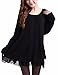 ZANZEA Women Long Sleeve Plaid Hem Dress Bow Tie Back Pullover Casual Loose Round Neck Jumper Tops Black 18