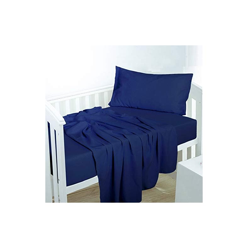 NTBAY 3-Piece Microfiber Toddler Sheet Set, Solid Crib Fitted Sheet Flat Sheet and Envelope Pillowcase, Baby Bedding…
