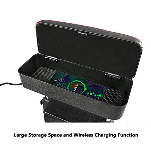 Blueshyhall Car Center Console Armrest Organizer - Height-Adjustable With Cup Holder & Storage, Black