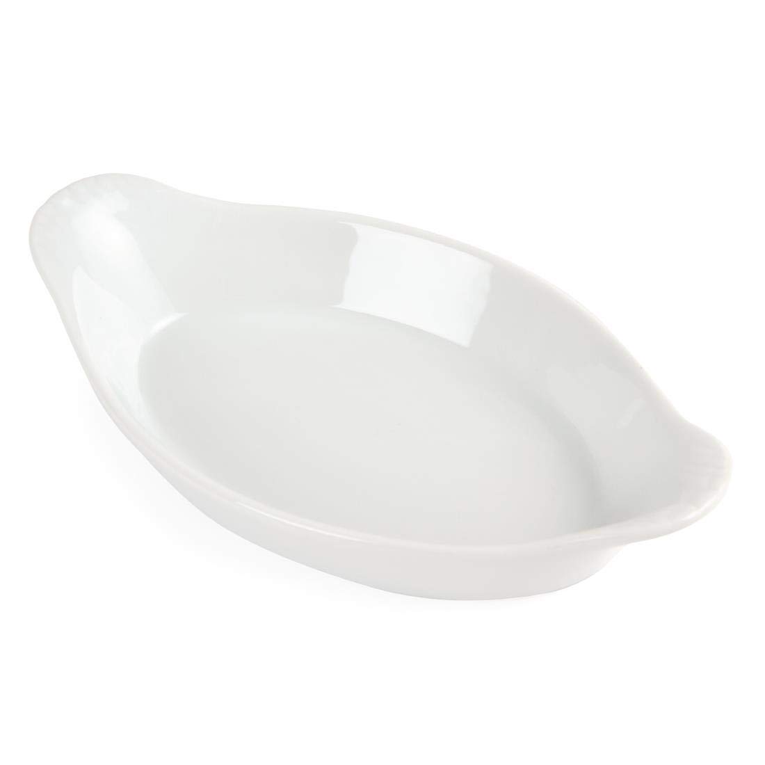 Olympia Whiteware Oval Eared Dishes 204mm Porcelain Serving Plates Oven Safe 6pc