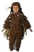 Native American Porcelain Doll 18 Inches with Traditional Faux Brown Leather suite with Cloak with Beading and Headdress and Feather.