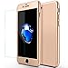 sxxissky iPhone 7 Plus Case, Ultra-Thin Full Body Coverage Hard Hybrid Plastic with [Tempered Glass Screen Protector] Protective Case Cover and Skin for Apple iPhone 7 Plus 5.5Inch-2016(Gold)