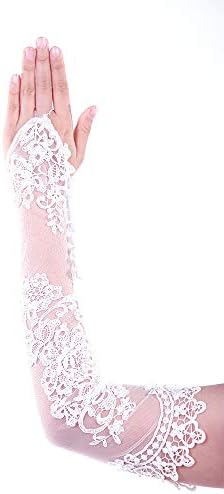 KNIGHTLY LESS Women Wedding Gloves Fingerless Lace Bridal Gloves Sequins Banquet Evening Party Dress Gloves