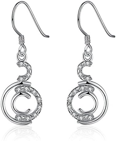 Yiye Women Cute Fashion Earrings Silver Plated C Words