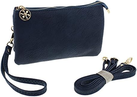 Vegan Leather Smartphone Wristlet Clutch Purse Multi Compartment Crossbody Bag Handbag (Teal)