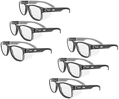 MAGID Y50BKAFC20 Iconic Y50 Design Series Safety Glasses with Side Shields  | ANSI Z87+ Performance, Scratch \u0026 Fog Resistant, Comfortable \u0026 Stylish,  Cloth Case Included, 2.0 BiFocal Lens (6 Pair) (Color: Clear