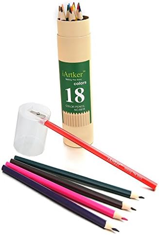 iArtker Adults and Kids Art Supplies Trilateral Long Colored Pencils with Sharpener (set of 18)