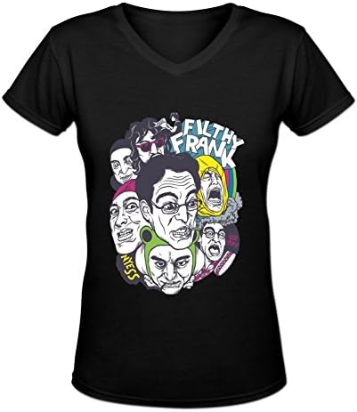 Carruth Women's Fashion FILTHY FRANK Head V-Neck T-Shirt S Black