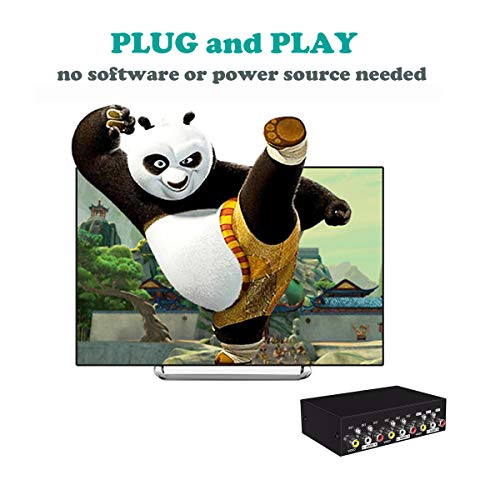 AuviPal 2-Way RCA Switcher 2 in 1 Out Composite Video L/R Audio AV Selector Box for DVD VCR VHS/AV Receiver/Game Consoles