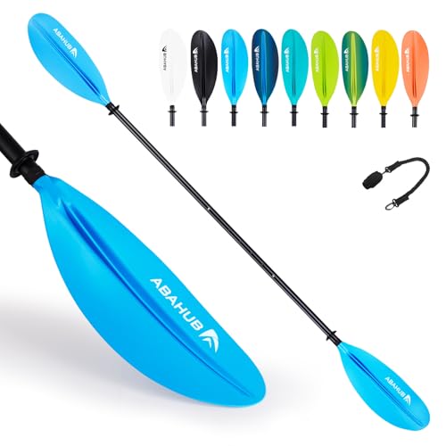 Abahub Kayak Paddle, 220 cm to 240 cm, Adjustable Aluminium Double Oars Kayak Paddle Kayak Paddle Paddle with Paddle Line for Kayak Rowing Boat Canoe Black/White/Blue/Green/Orange/Yellow/Turquoise